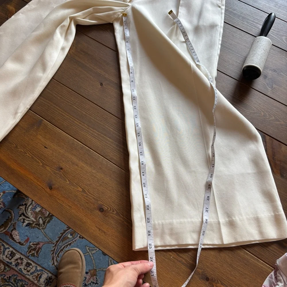 New with Tags! Nine West Tie Waist Wide Leg Crop Pants Cream Daisy Dew. Size 4 - Picture 11 of 12